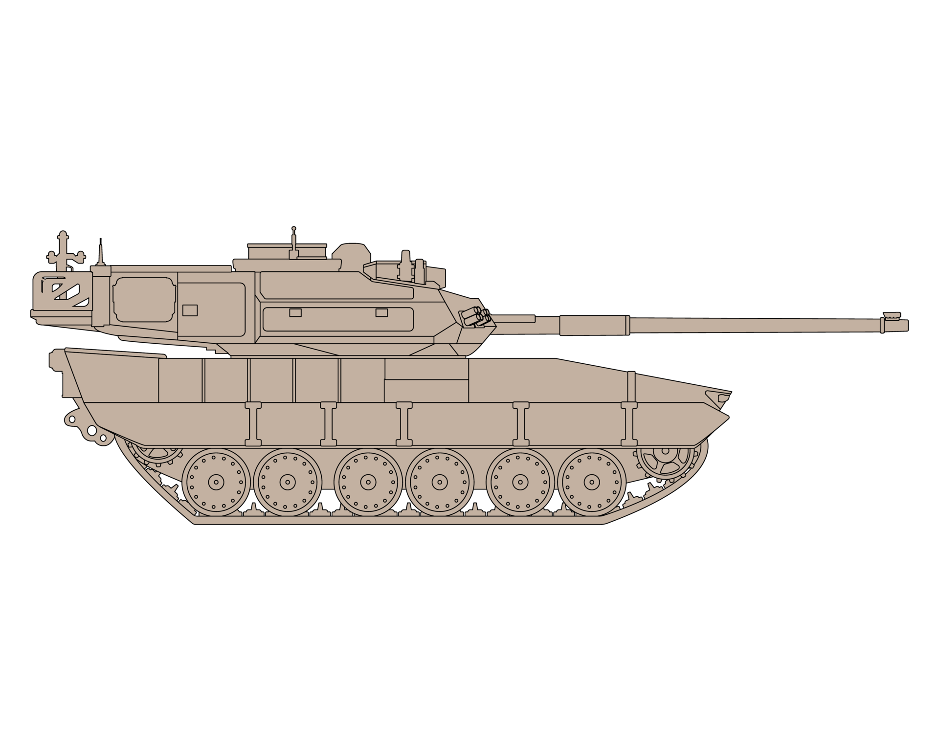 Main battle tank line cartoon. Armored fighting vehicle. Special combat