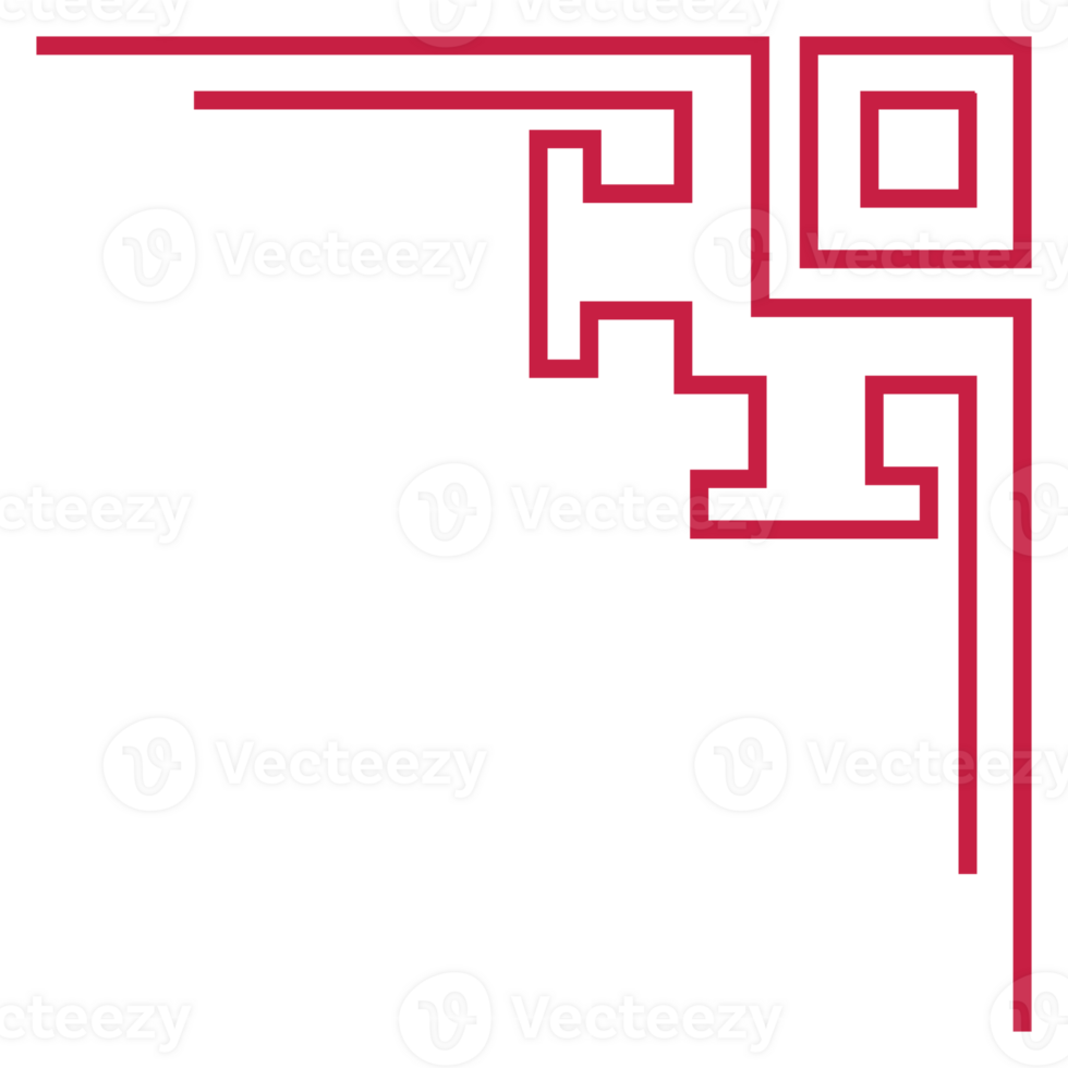 red corner line, border Chinese.Korean element lines. Japan .Asia dividing line. Chinese New Year png