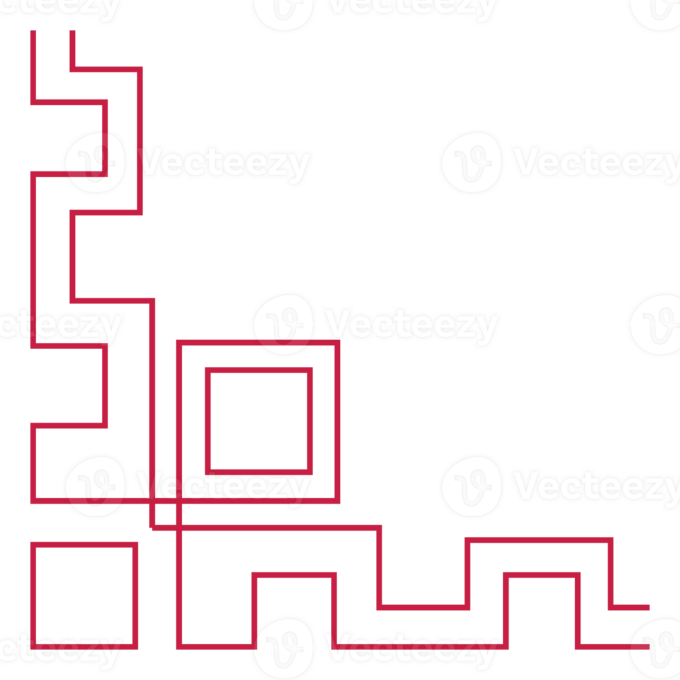 red corner line, border Chinese.Korean element lines. Japan .Asia dividing line. Chinese New Year png