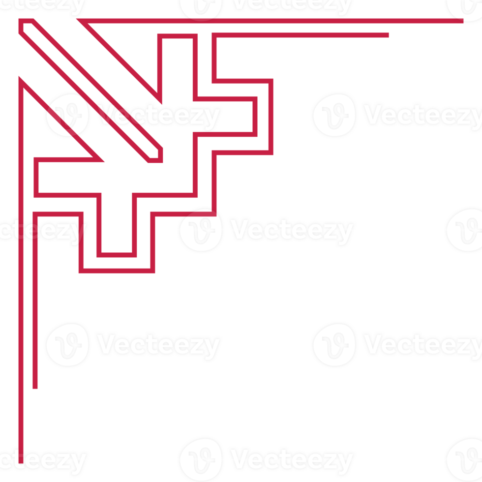 red corner line, border Chinese.Korean element lines. Japan .Asia dividing line. Chinese New Year png