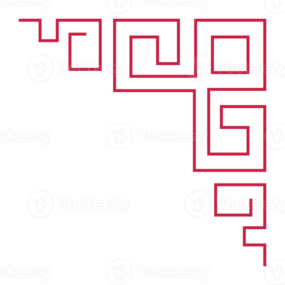 red corner line, border Chinese.Korean element lines. Japan .Asia dividing line. Chinese New Year png