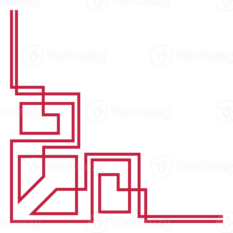 red corner line, border Chinese.Korean element lines. Japan .Asia dividing line. Chinese New Year png