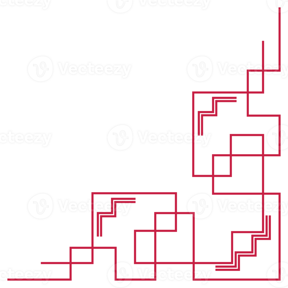 red corner line, border Chinese.Korean element lines. Japan .Asia dividing line. Chinese New Year png