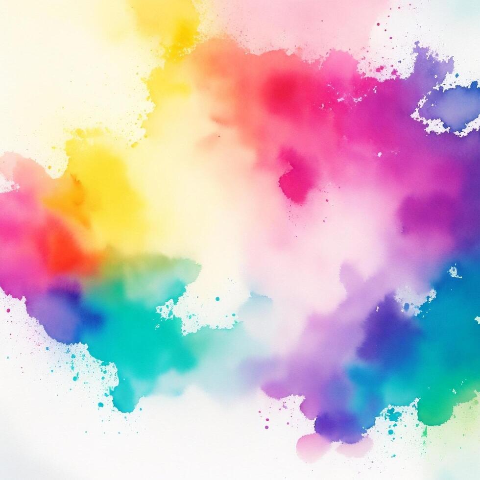 Watercolor stain on a transparent colorful brush background. . photo