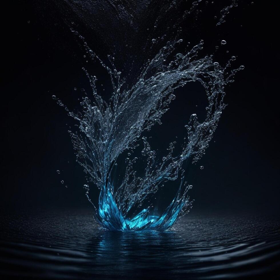 The water splash is isolated on black background. . photo