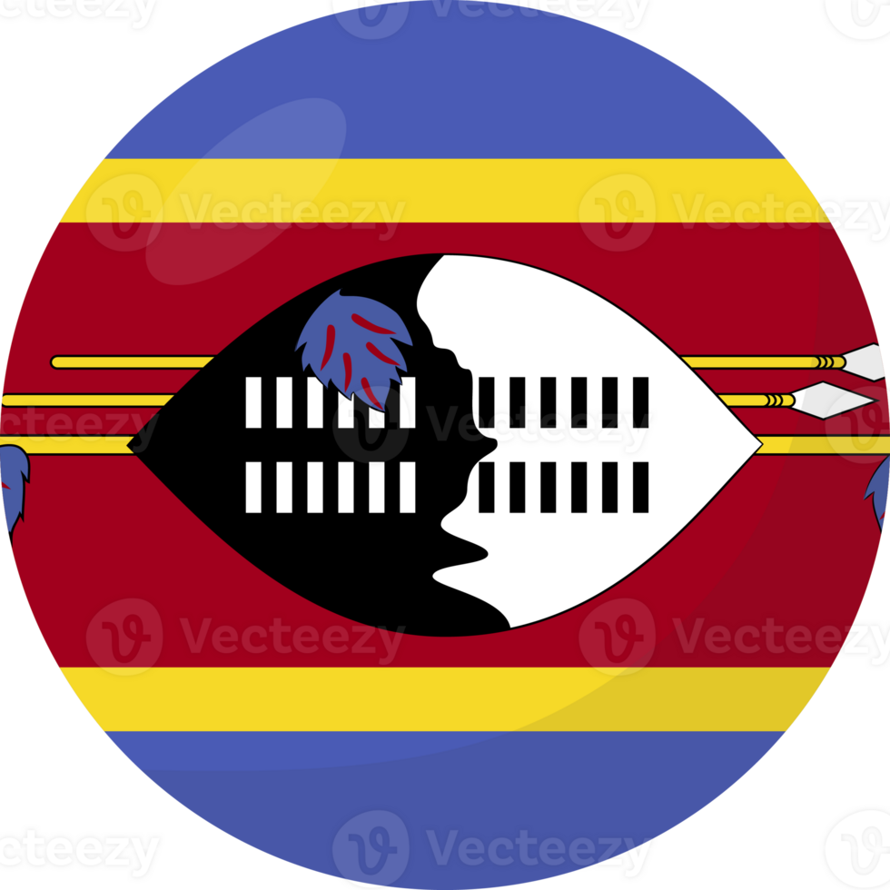 Eswatini flag circle 3D cartoon style. png