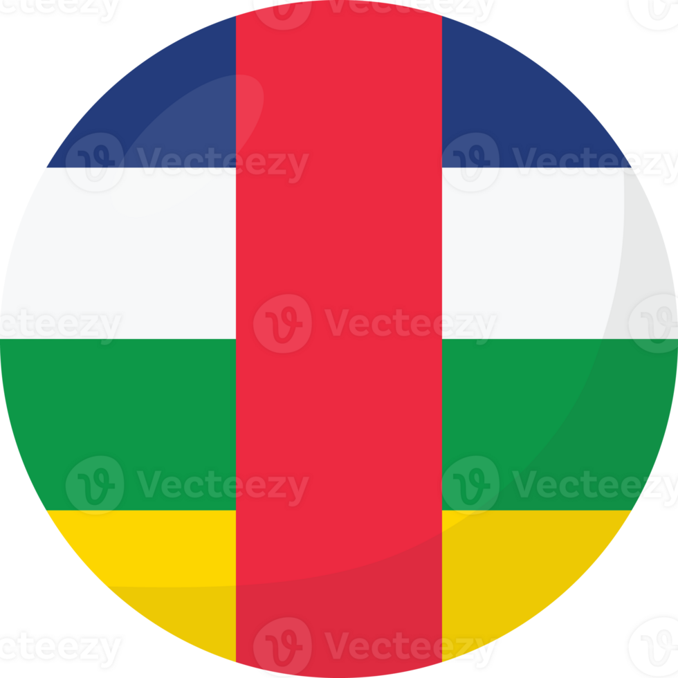 Central African flag circle 3D cartoon style. png