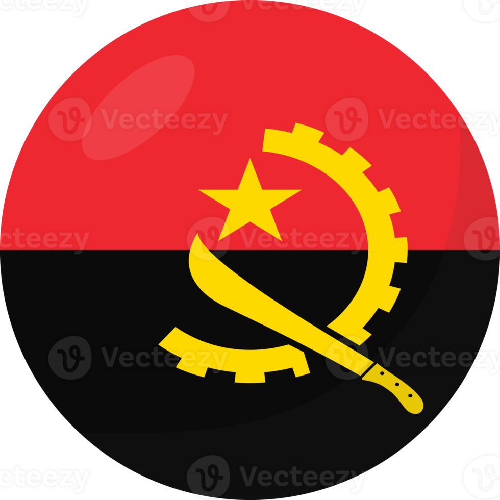 Angola flag circle 3D cartoon style. png