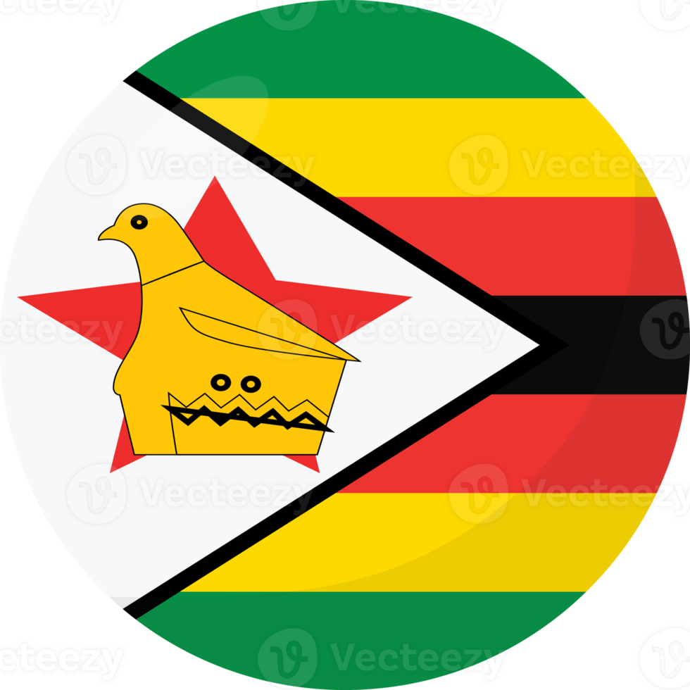 Zimbabwe flag circle 3D cartoon style. png