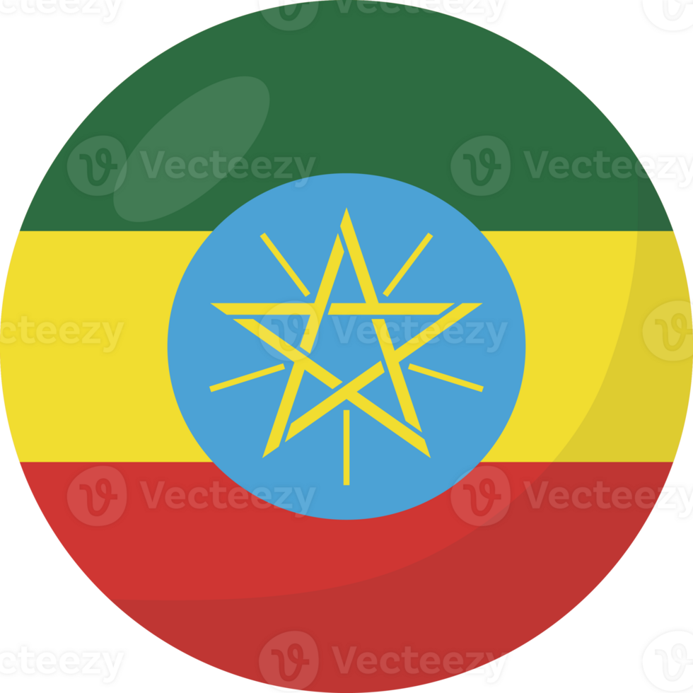 Ethiopia flag circle 3D cartoon style. png