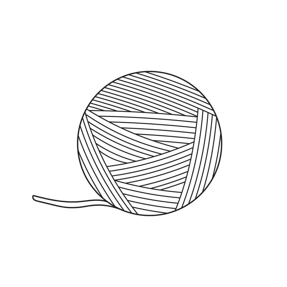 Hand drawn Kids drawing Cartoon Vector illustration ball of yarn Isolated on White Background