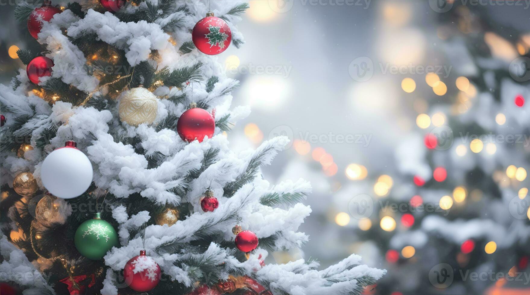 ai generative, A vibrant cozy christmas tree decoration, christmas night celebration photo