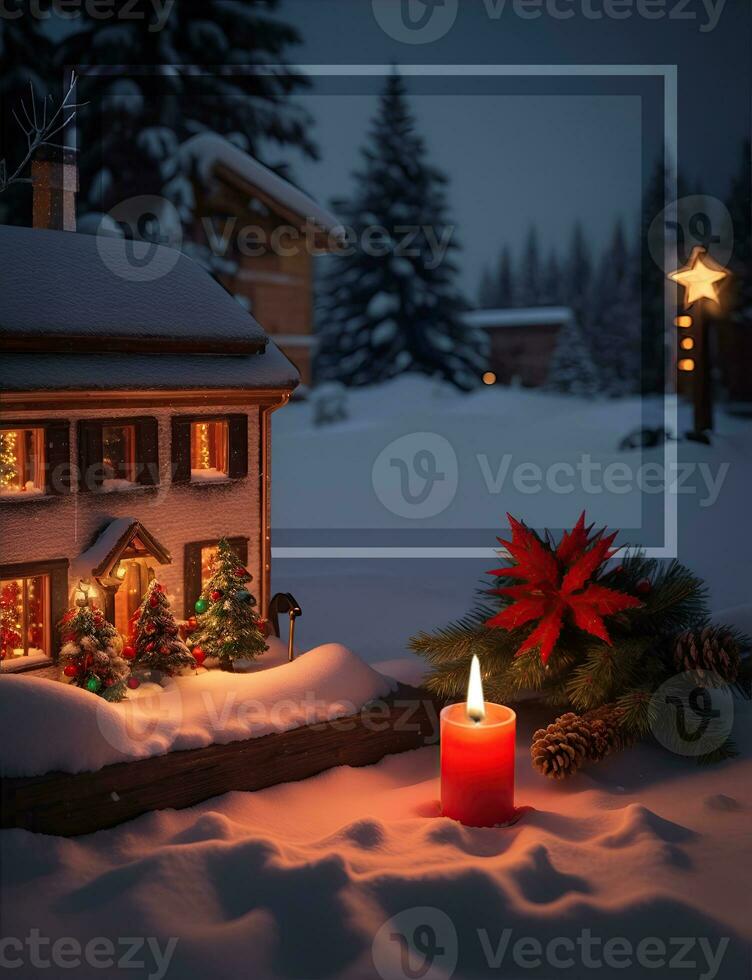 ai generativo un vibrante acogedor linterna decoración Navidad noche foto