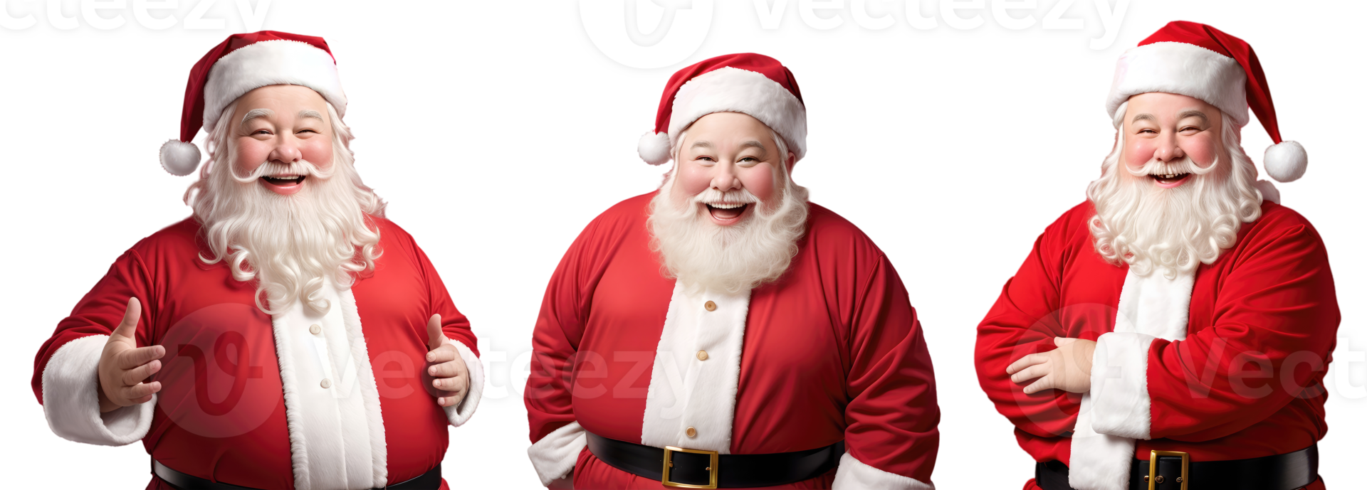 ai generative, set of photo santa claus on flat background blessed Christmas Eve png