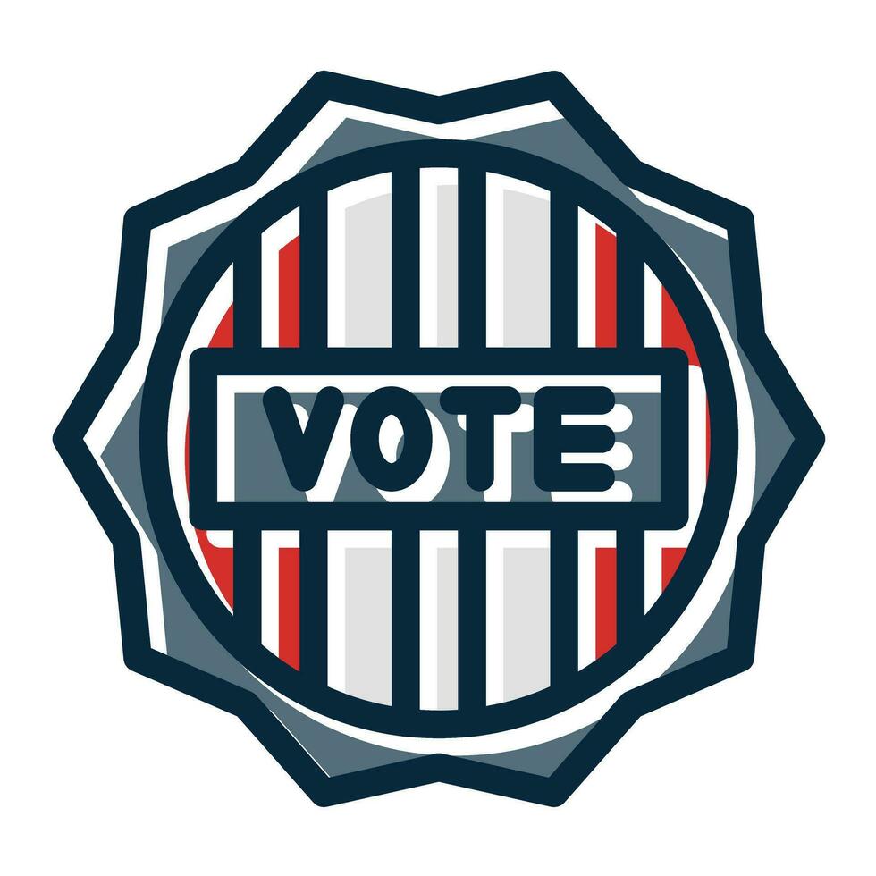 Vote Badge Vector Thick Line Filled Dark Colors Icons For Personal And Commercial Use.