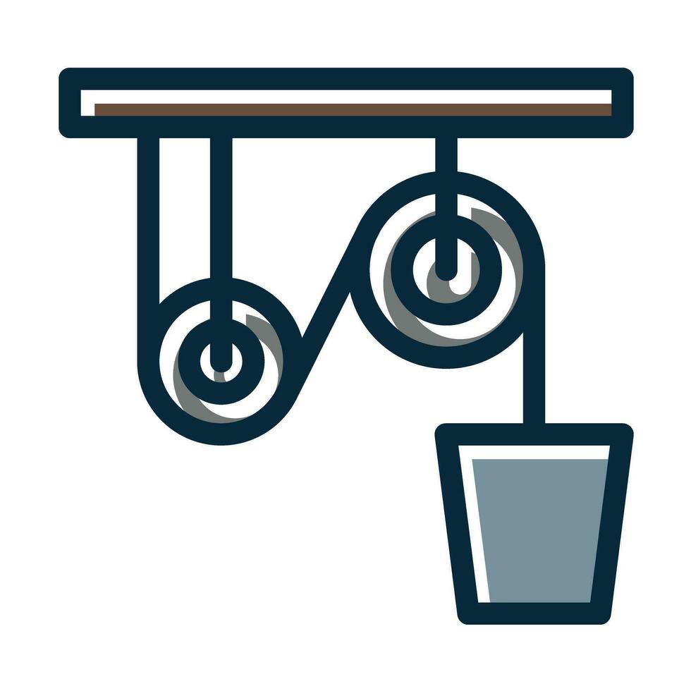Pulley Vector Thick Line Filled Dark Colors Icons For Personal And Commercial Use.