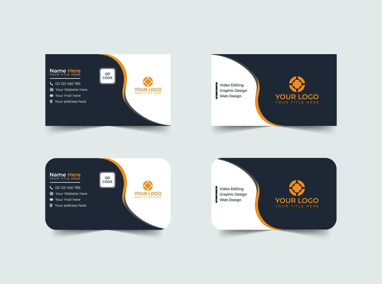 Double-sided modern business card illustration. Simple business card, modern design template.Stationery, print design.Creative and clean visiting card. vector