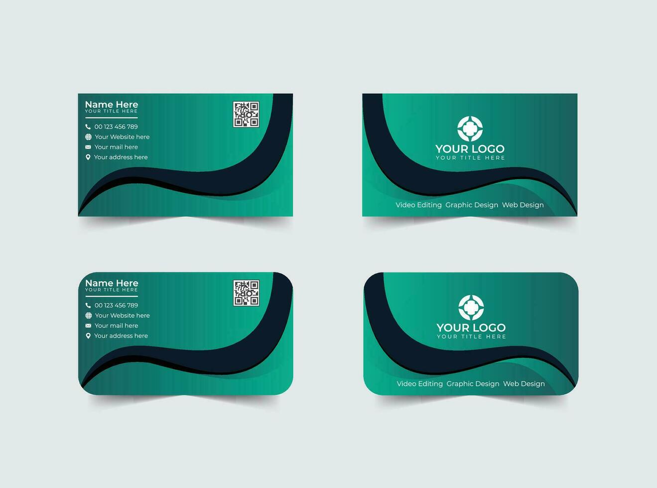 Double-sided modern business card illustration. Simple business card, modern design template.Stationery, print design.Creative and clean visiting card. vector