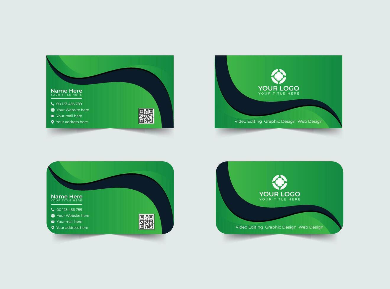Double-sided modern business card illustration. Simple business card, modern design template.Stationery, print design.Creative and clean visiting card. vector