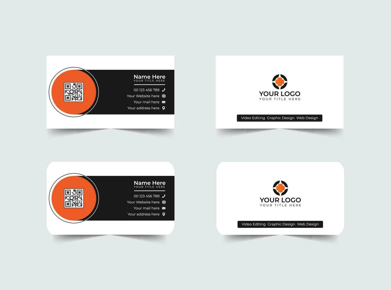 Double-sided modern business card illustration. Simple business card, modern design template.Stationery, print design.Creative and clean visiting card. vector