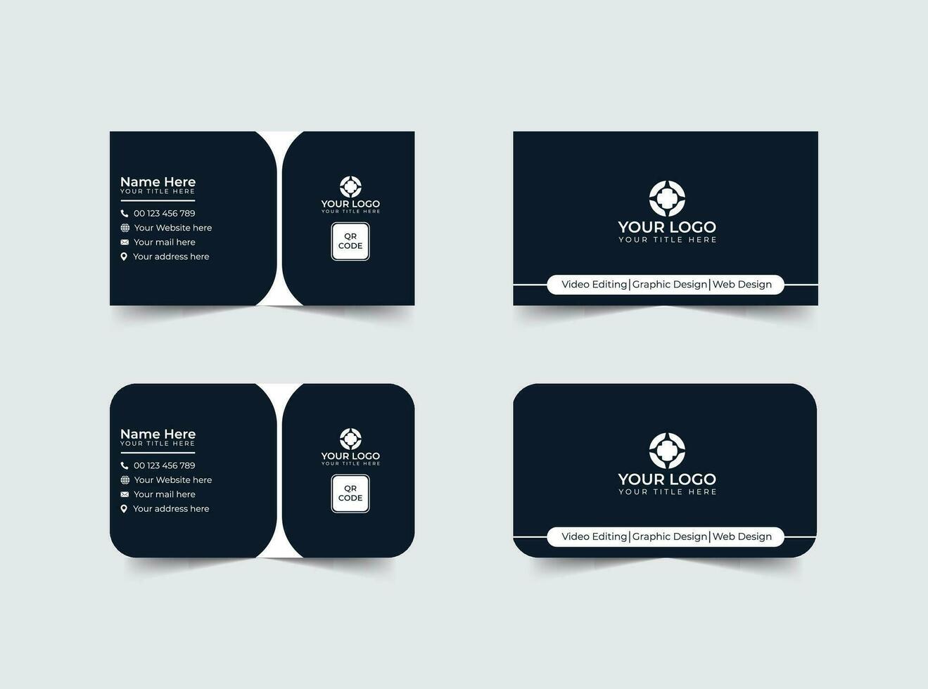Double-sided modern business card illustration. Simple business card, modern design template.Stationery, print design.Creative and clean visiting card. vector