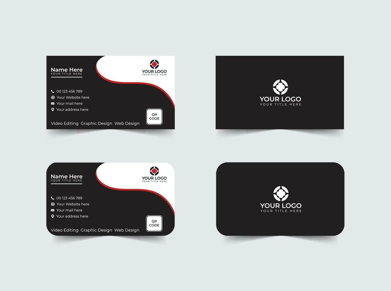 Double-sided modern business card illustration. Simple business card, modern design template.Stationery, print design.Creative and clean visiting card. vector