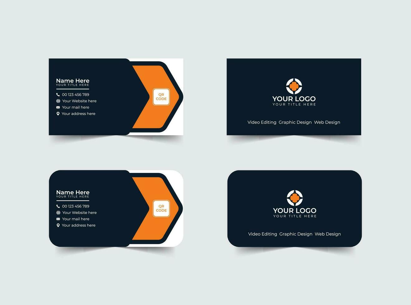 Double-sided modern business card illustration. Simple business card, modern design template.Stationery, print design.Creative and clean visiting card. vector