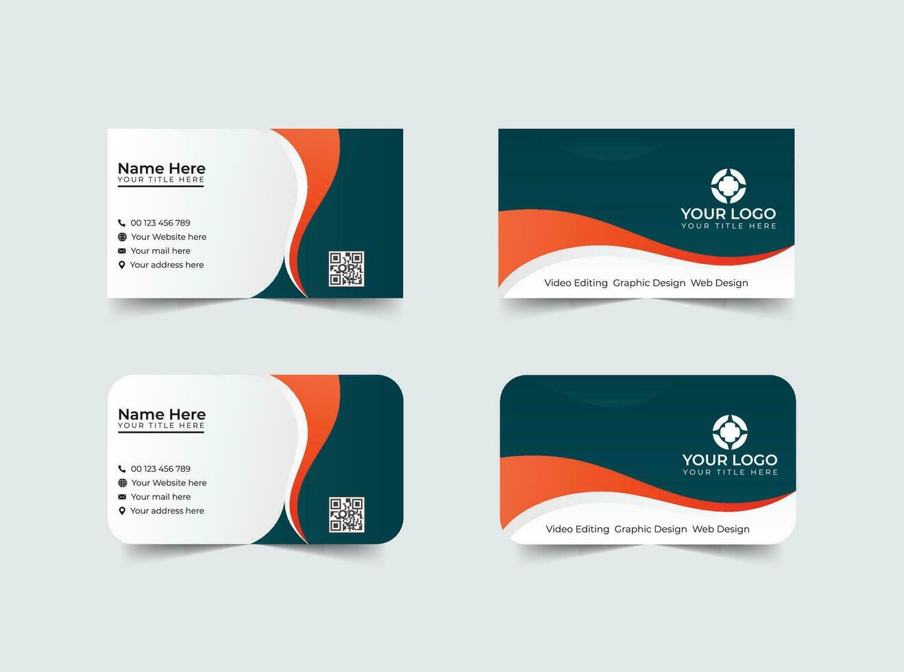 Double-sided modern business card illustration. Simple business card, modern design template.Stationery, print design.Creative and clean visiting card. vector