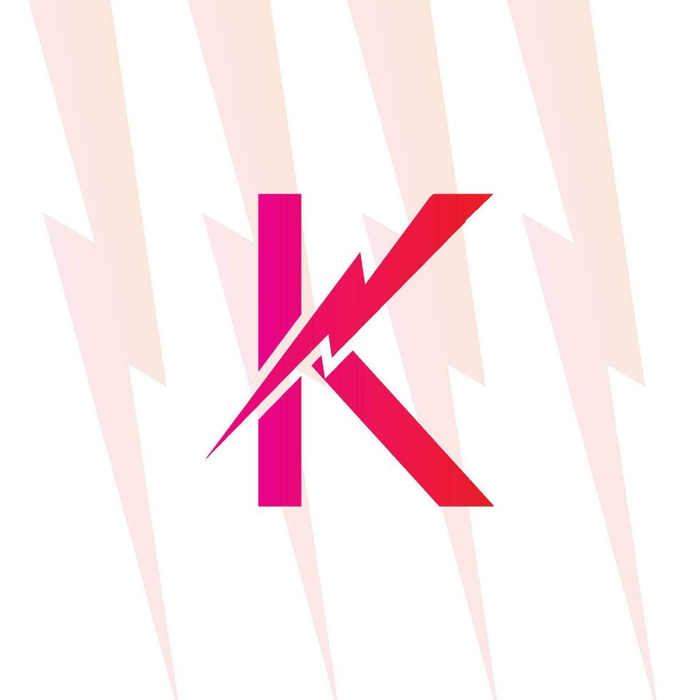 K letter logo with the Electrical sign, electricity logo, power energy logo, and icon vector