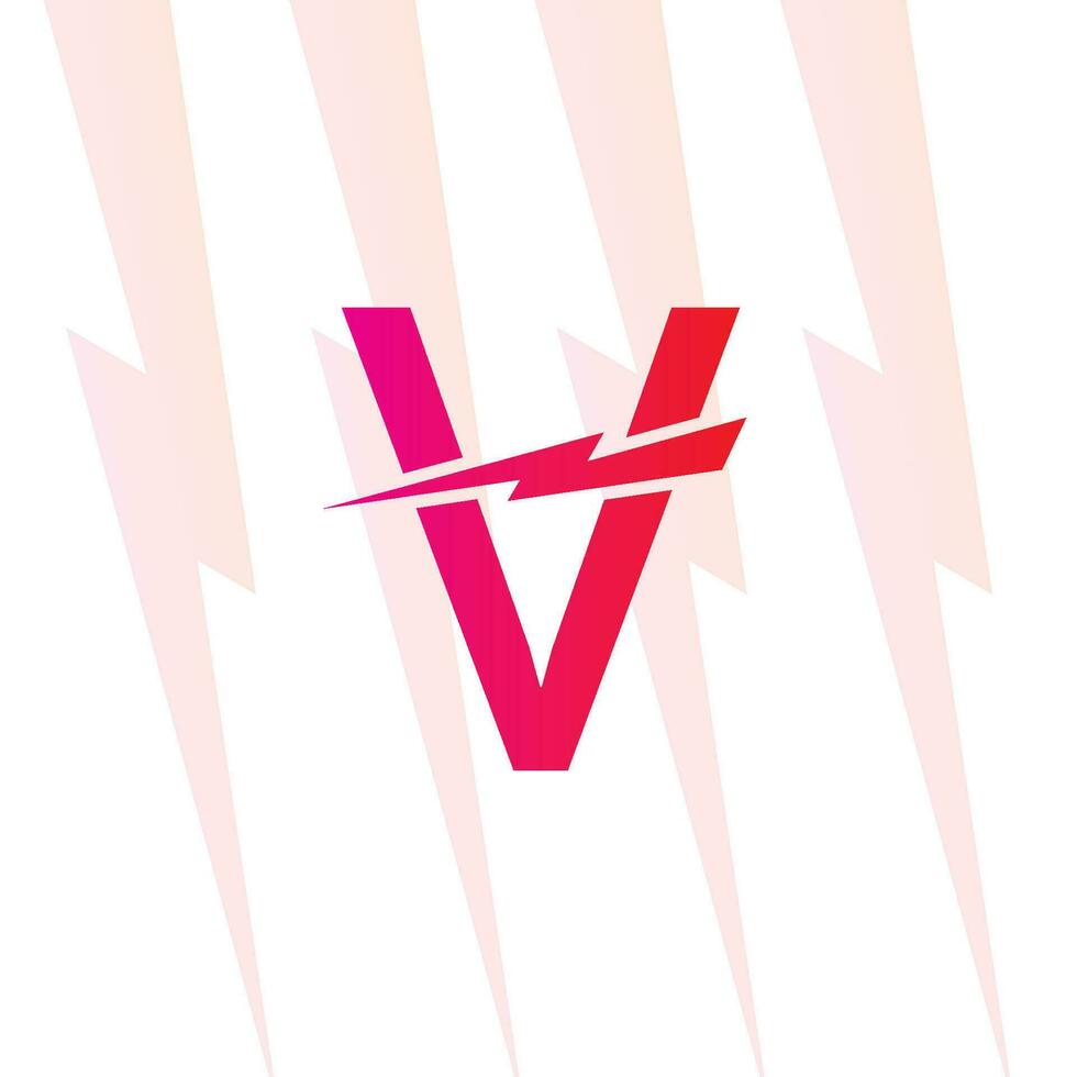 v letra logo con el eléctrico firmar, electricidad logo, poder energía logo, y icono vector