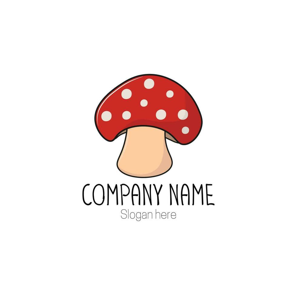Cute mushroom cartoon logo design isolated on white vector