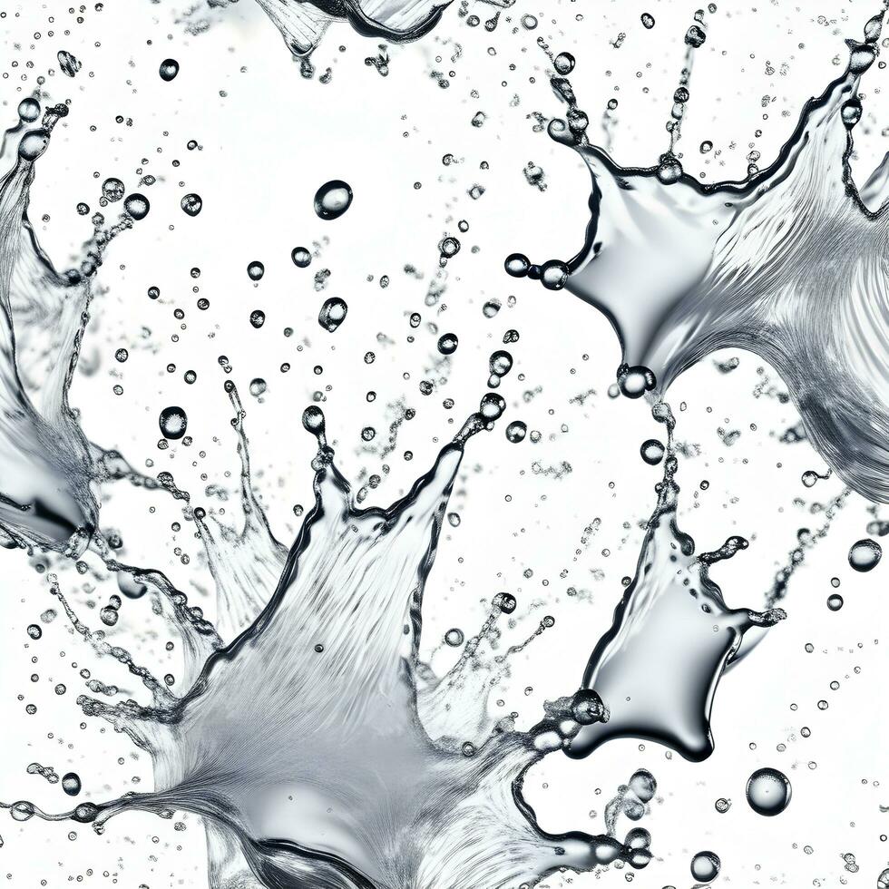 Clear Water Droplet Splash on white Background. ai generative photo