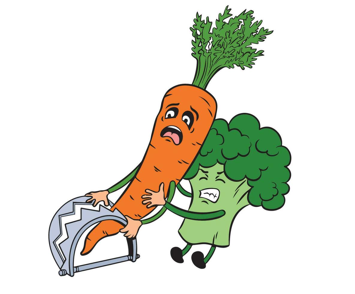 Pro Vector fresh vegetables, carrot and broccoli