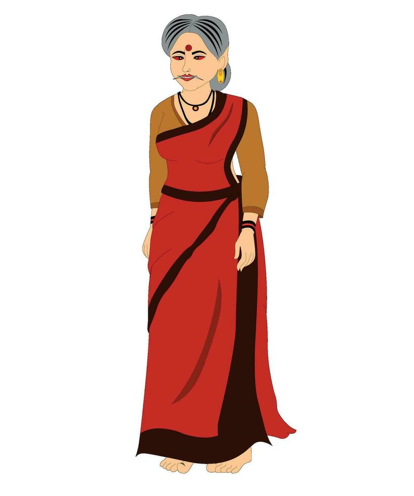 Free vector indian  woman charater