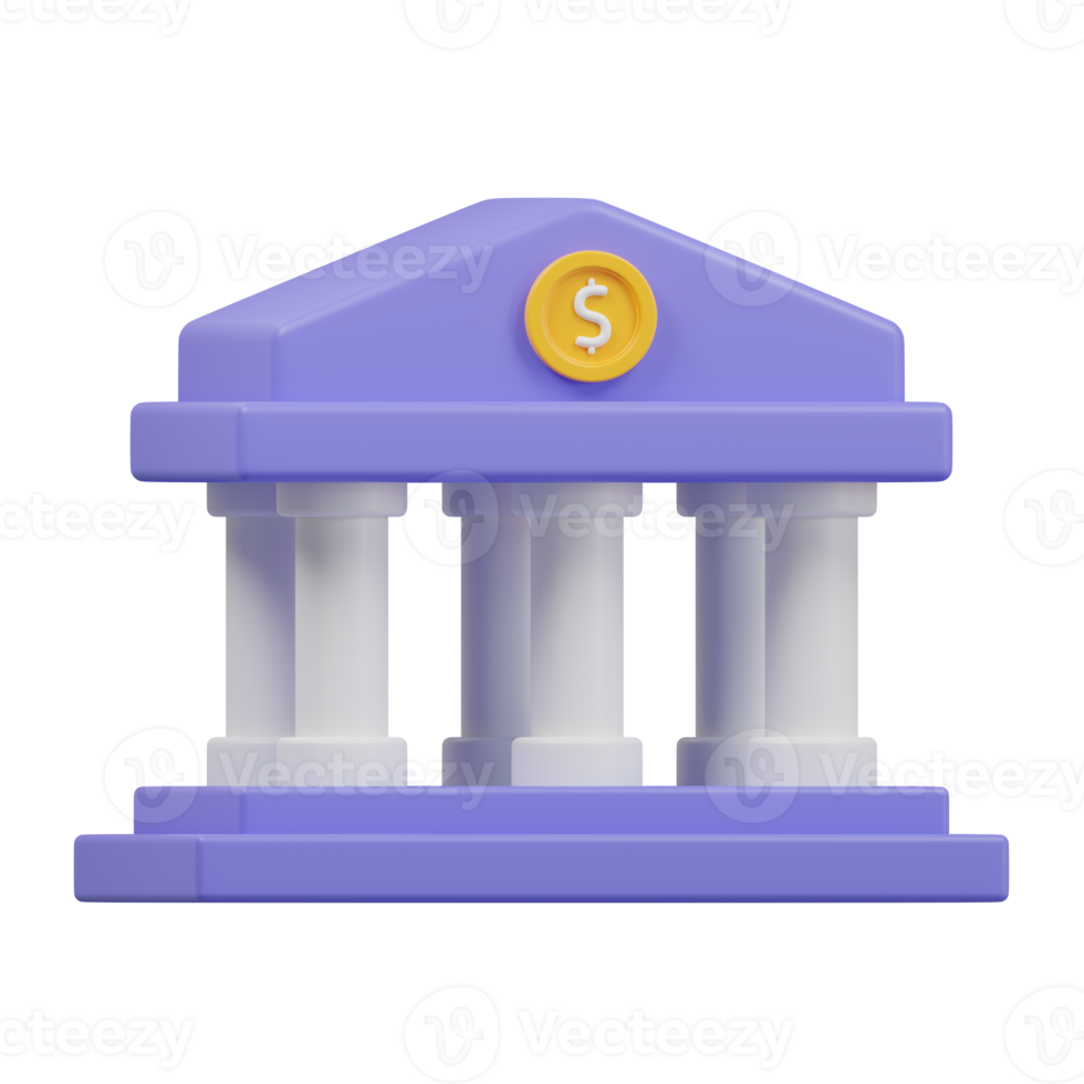 Bank Building 3D Illustration png