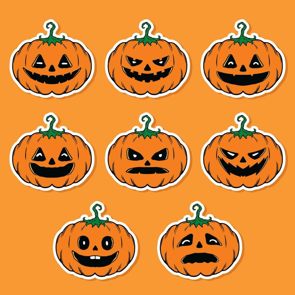Halloween sticker vector with pumpkin illustration