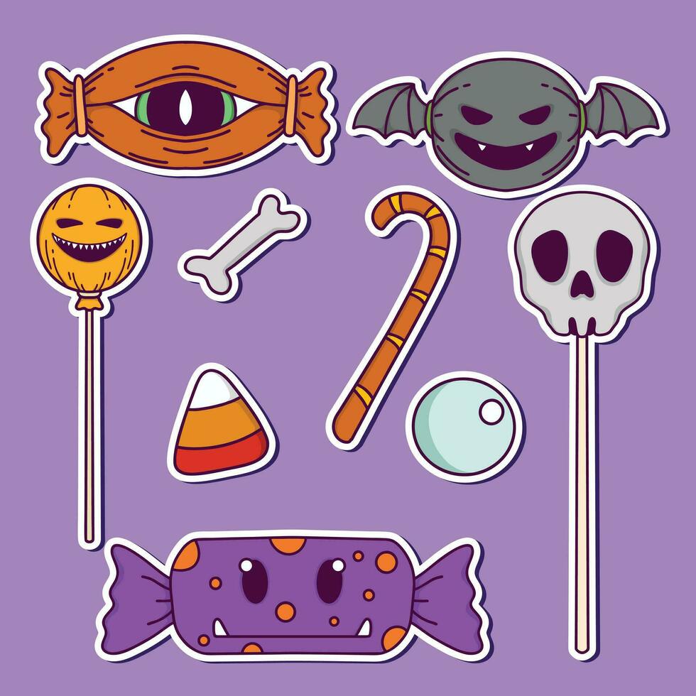 Halloween sticker vector with monsters illustration