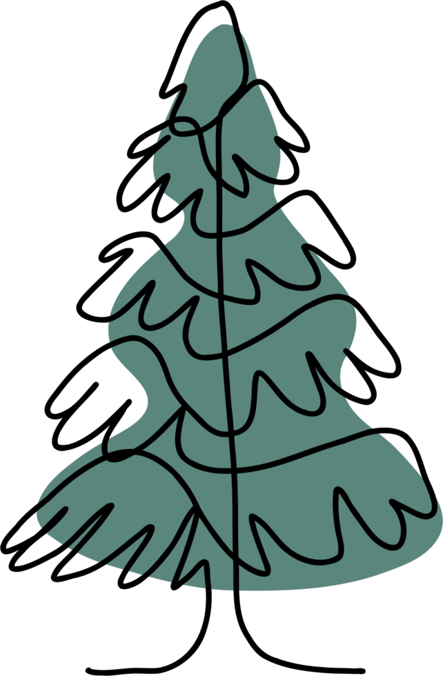 Pine trees continuous line freehand drawing png