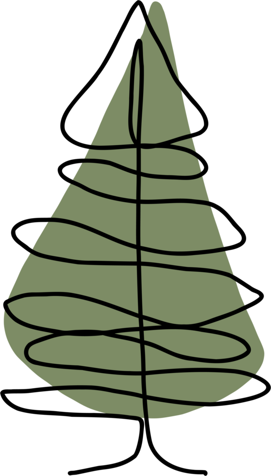 Pine trees continuous line freehand drawing png