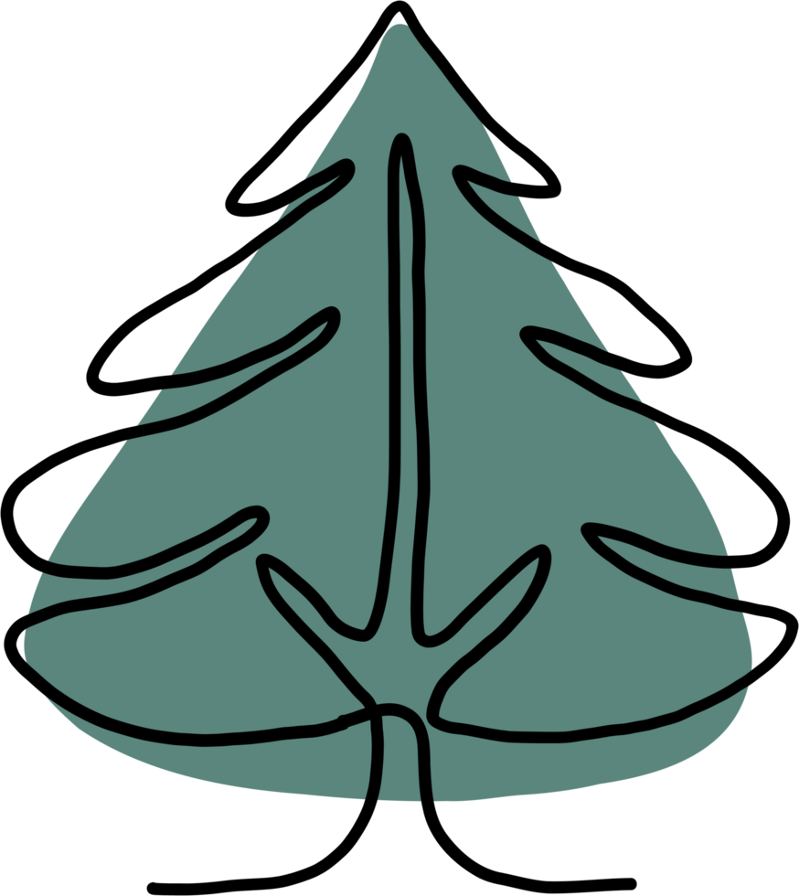 Pine trees continuous line freehand drawing png