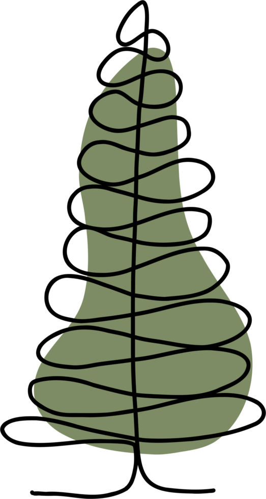 Pine trees continuous line freehand drawing png