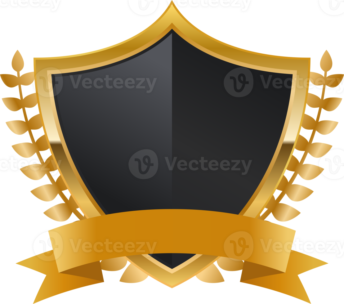 Black gold luxury shield badge png