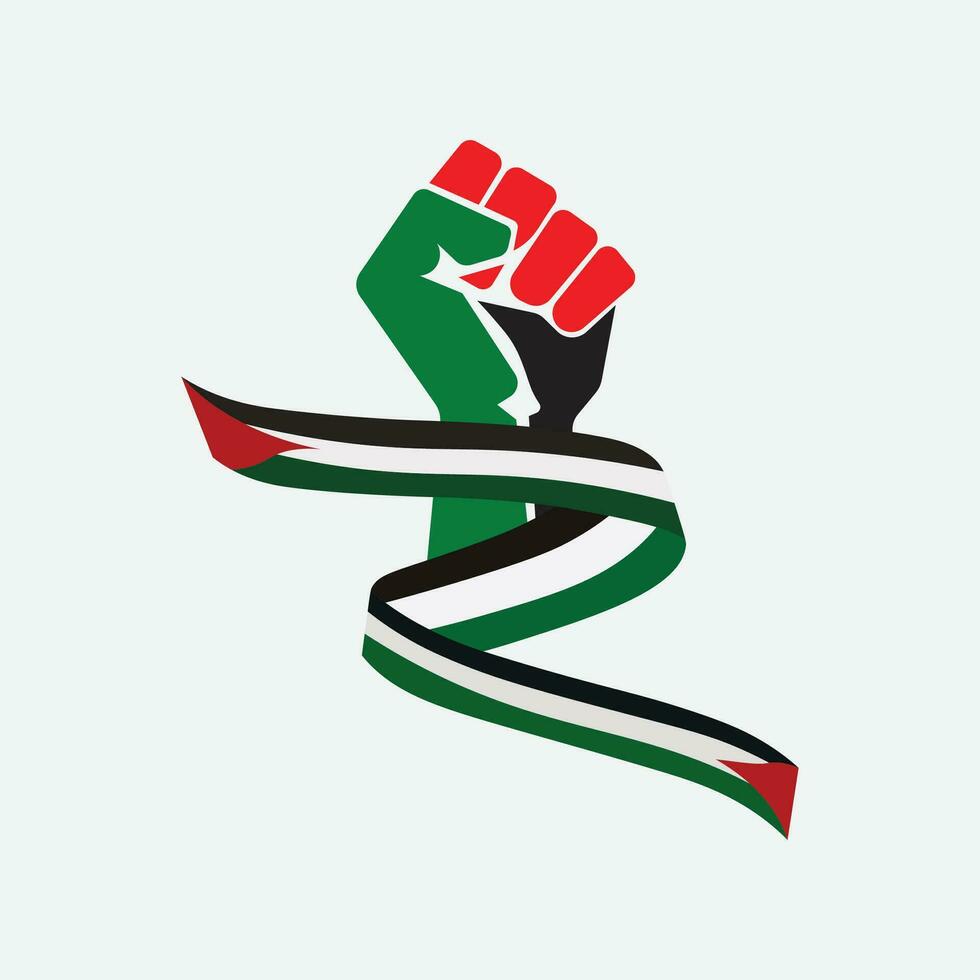 international day of solidarity with the palestinian people with hand and flag vector illustration