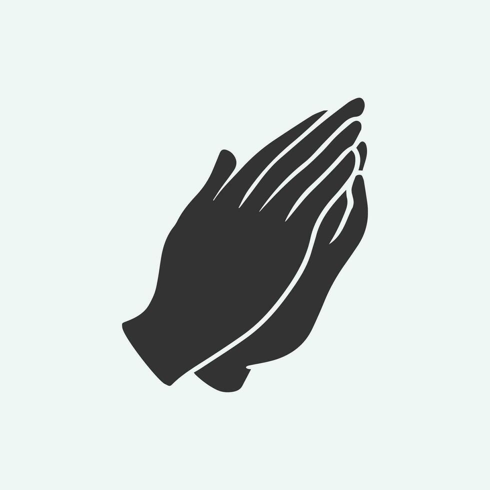 Pray icon vector. Hands folded in prayer line icon. vector