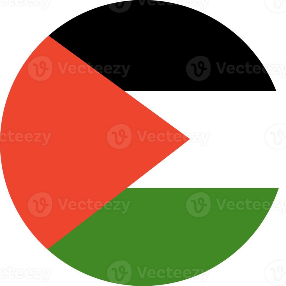 Palestine round flag. Circular symbol. Button, banner, icon. National sign. png