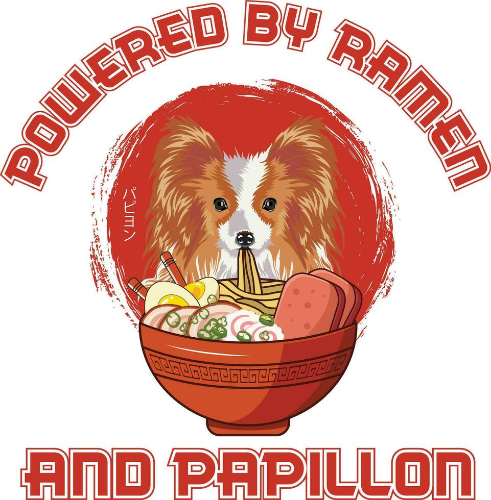 Ramen Sushi Papillon Dog Designs are widely employed across various items. vector