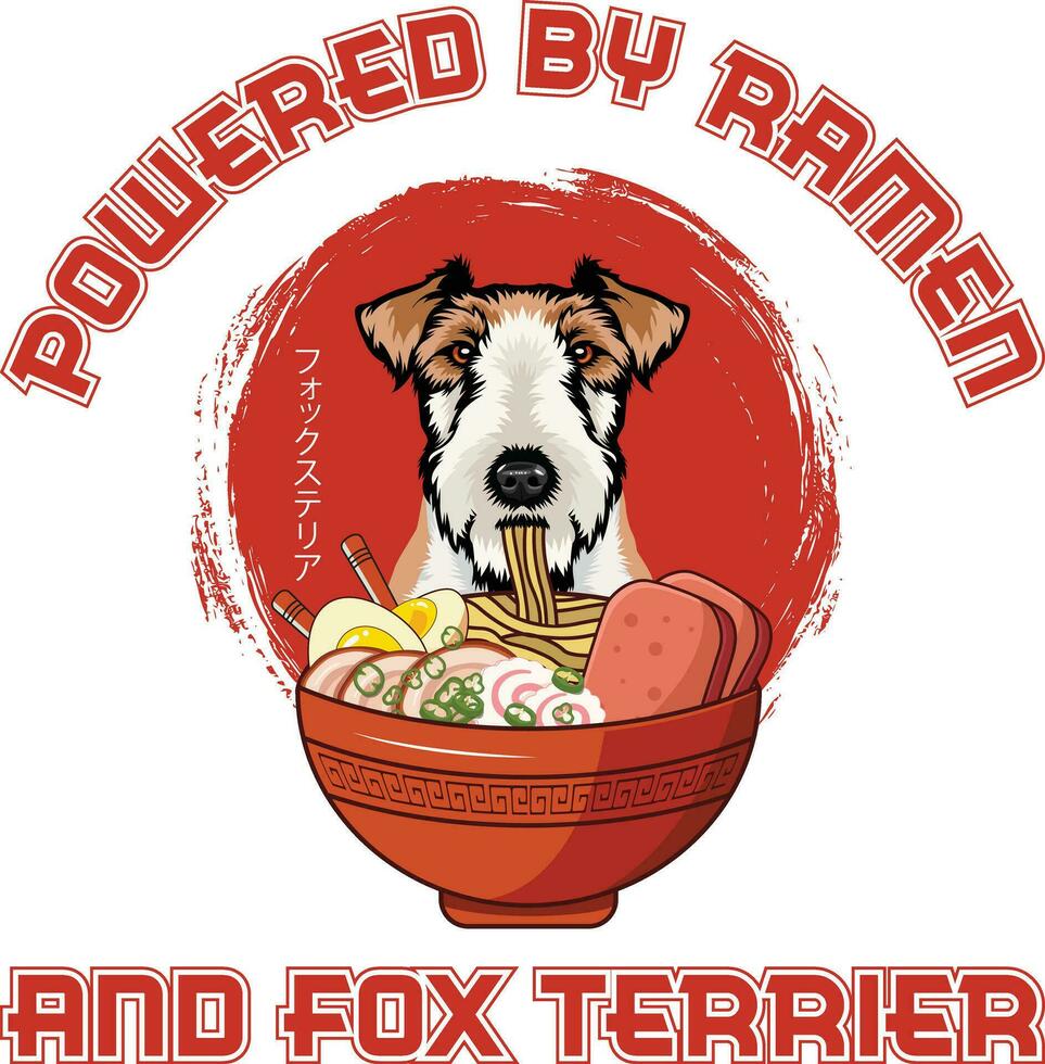 ramen Sushi zorro terrier perro camiseta vector