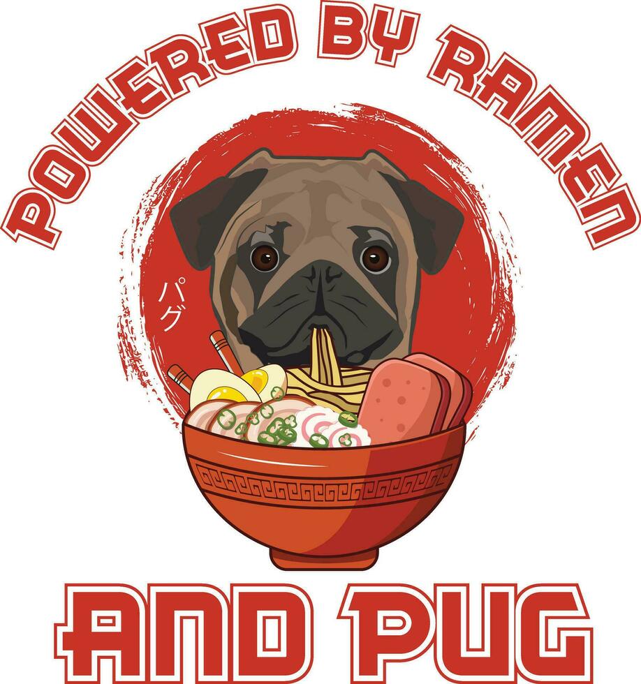 Ramen Sushi Pug Dog Designs are widely employed across various items. vector