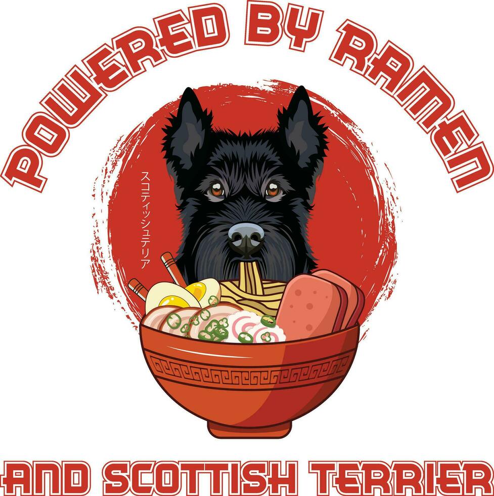 Ramen Sushi Scottish Terrier Dog Designs are widely employed across various items. vector