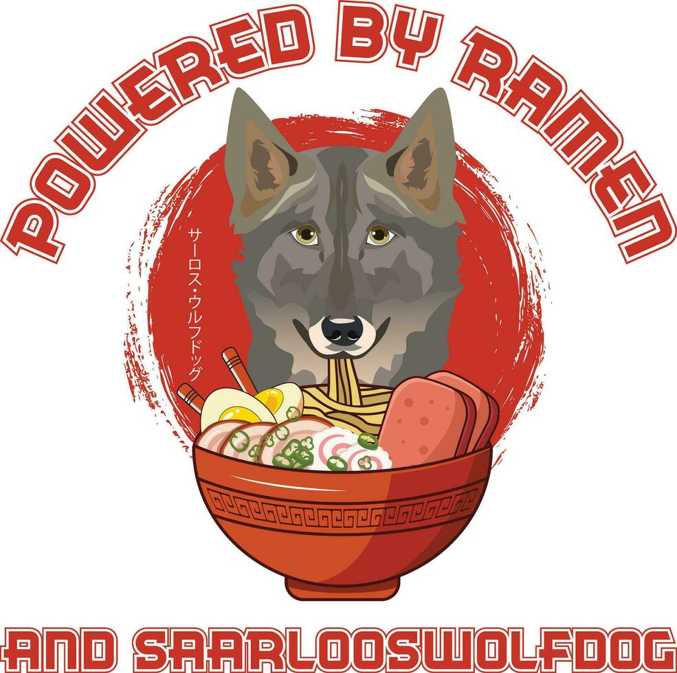 Ramen Sushi Saarlooswolf Dog Designs are widely employed across various items. vector